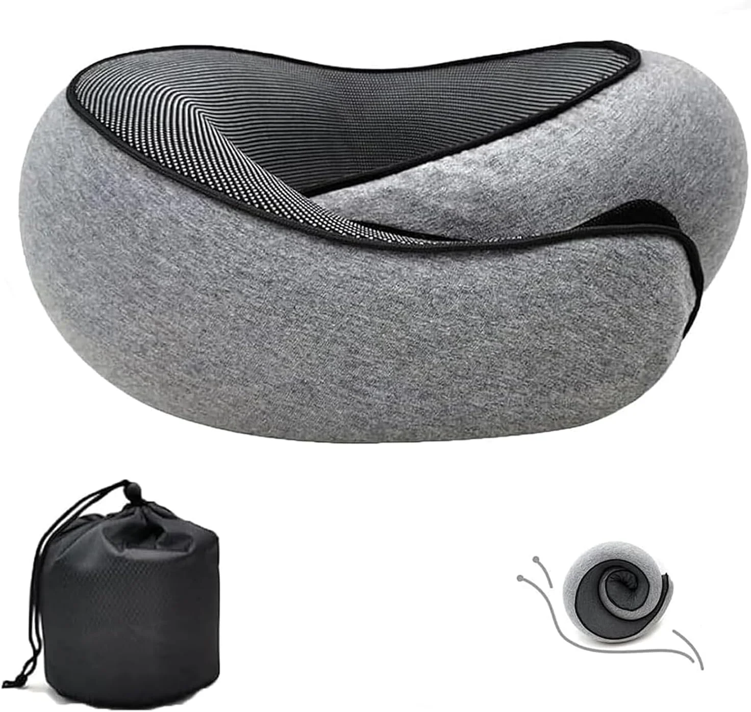 Genuine Travel Pillow 100% Pure Memory Foam Neck Pillow for Airplanes Comfortable Breathable Cover 360° Support Stowable Pillows