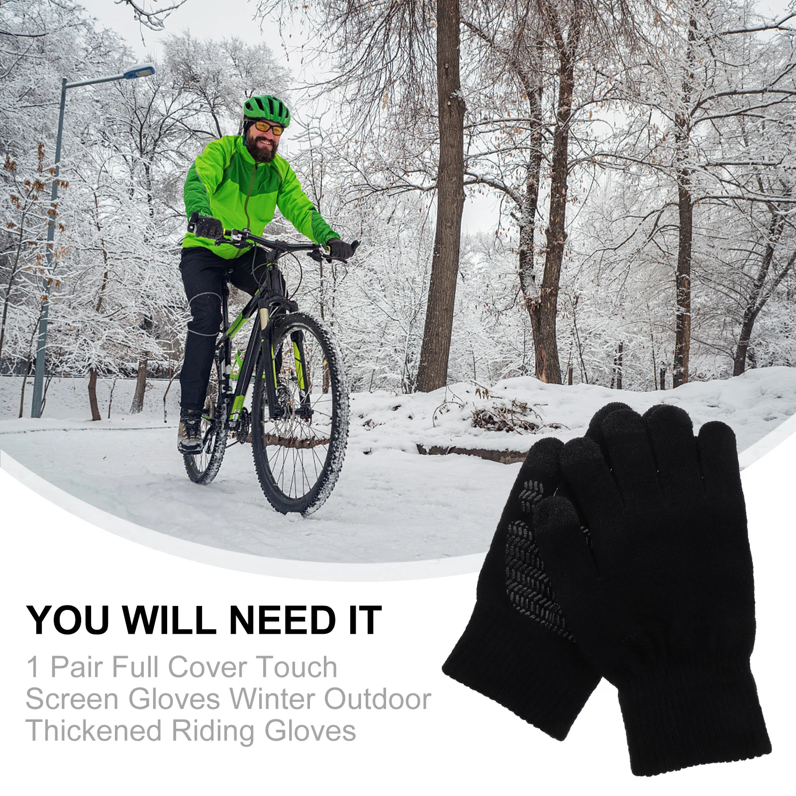 

1Pair Screen Gloves Winter Thickened Full Cover Non Skid Grip for Phone Tablet Driving Cycling Outdoor Sports