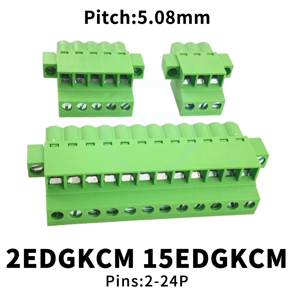 (5 pcs) KF 2EDGKCM 5.08MM Coaxial Flat Out with Ear Flange Plug-in PCB Terminal Block 15EDGKCM-5.08 Female Plug 2-24Pin