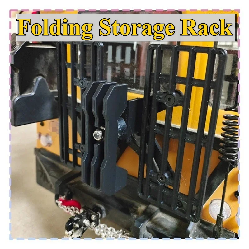 RC Crawler Tailgate Folding Storage Rack Part No‑drill Installation 1/8 Scale for MJX H8H customizable size RC Car Mod Accessory
