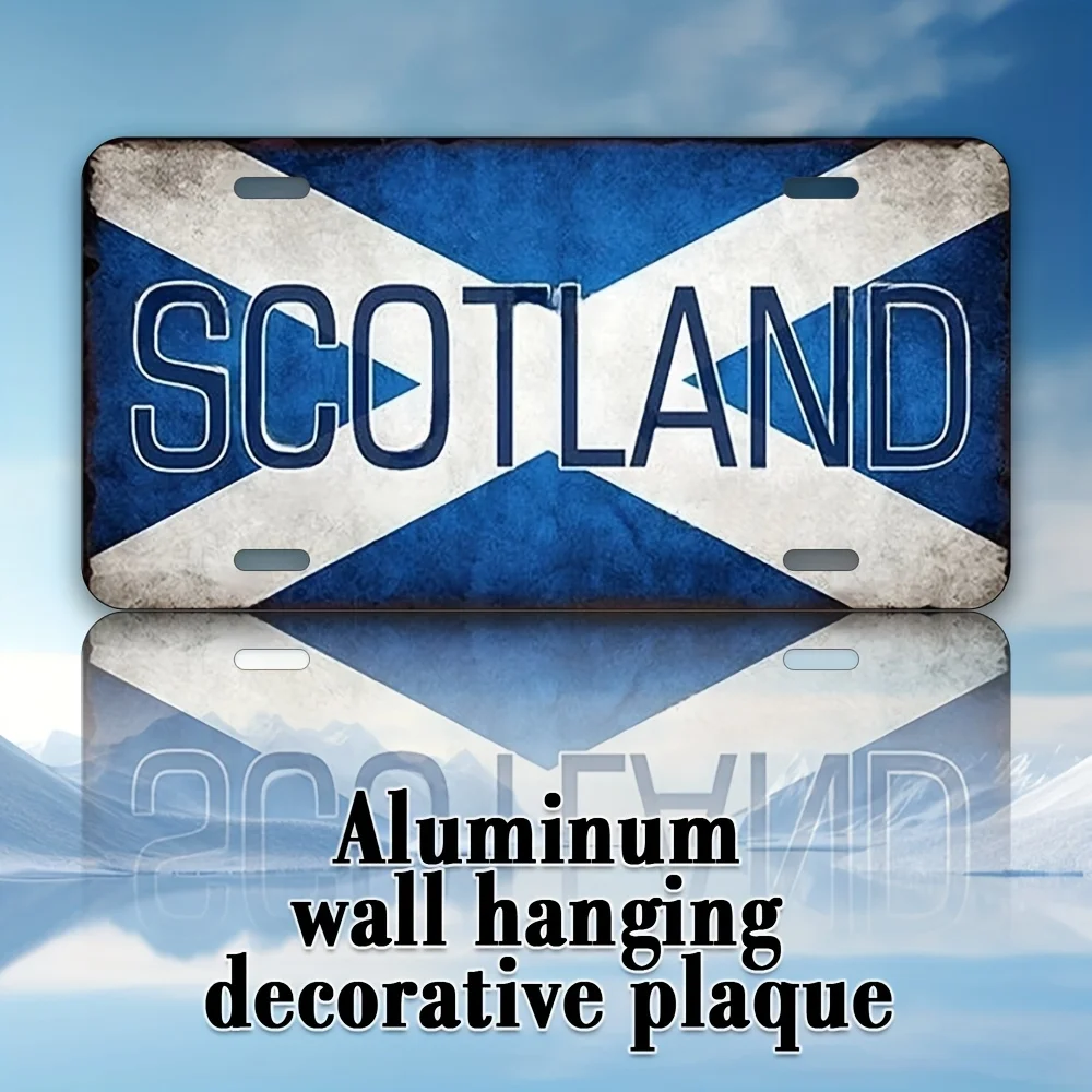 Scotland St. Andrew's Cross Flag Vintage License Plate Style Aluminum Metal Sign Retro UK Country Travel Souvenir Wall Art De