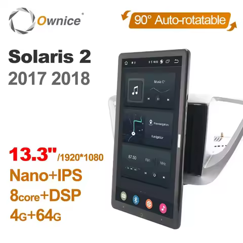 Tesla style IPS PX6 13.3" Android 10.0 Car DVD Player Auto Rotatable Navigation GPS For Hyundai Solaris 2 2017 2018 Stereo Radio