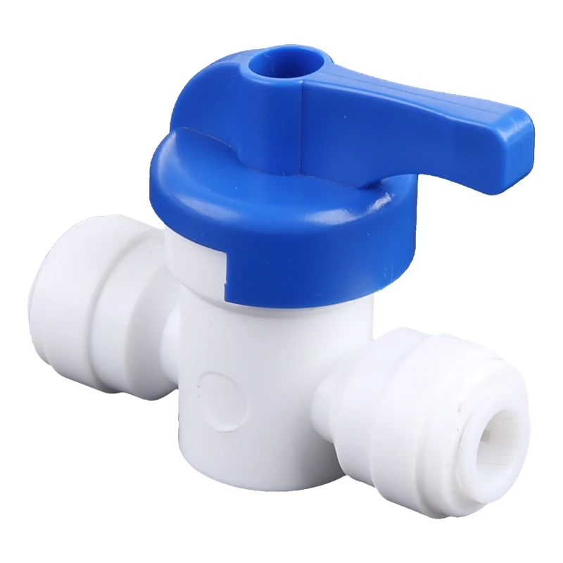 フィット 1/4 "OD チューブタップシャットオフボールバルブ POM クイックフィッティングコネクタ水族館 RO 水フィルター逆 Sy ドロップシッピング