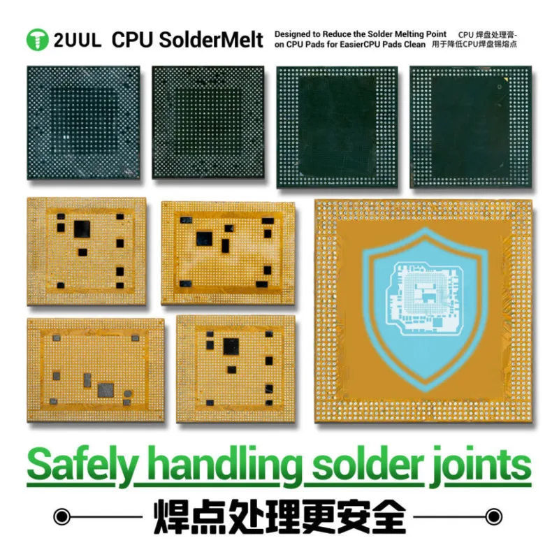 2UUL CPU Solder Melt Lower Melting Point Easier CPU Pad Cleaning Protects Motherboard Chips Ideal for Repair/Soldering 2 Needles