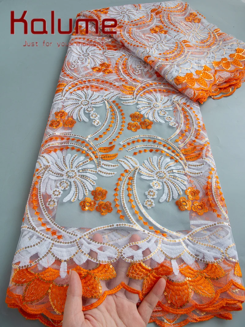 Kalume dentelle français maille Tulle dentelle tissu avec paillettes 2025 haute qualité africain dentelle tissu nigérian robe de mariée pour les femmes