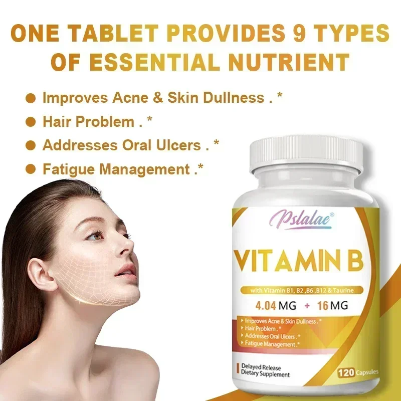 Vitamin B Capsules - B-complex Vitamin Supplement To Support Energy Metabolism, Nervous System Support, Brain, Heart HealthSuppl