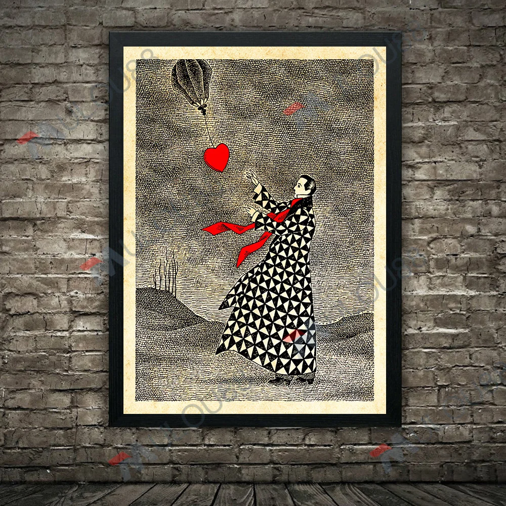 مصاص دماء إيرل والشيطان القلب ، خمر الرسم على لوحات القماش الجدارية ، شبح الغابات والهيكل العظمي الرومانسي ، طباعة ملصق فني تجريدي ، ديكور #4