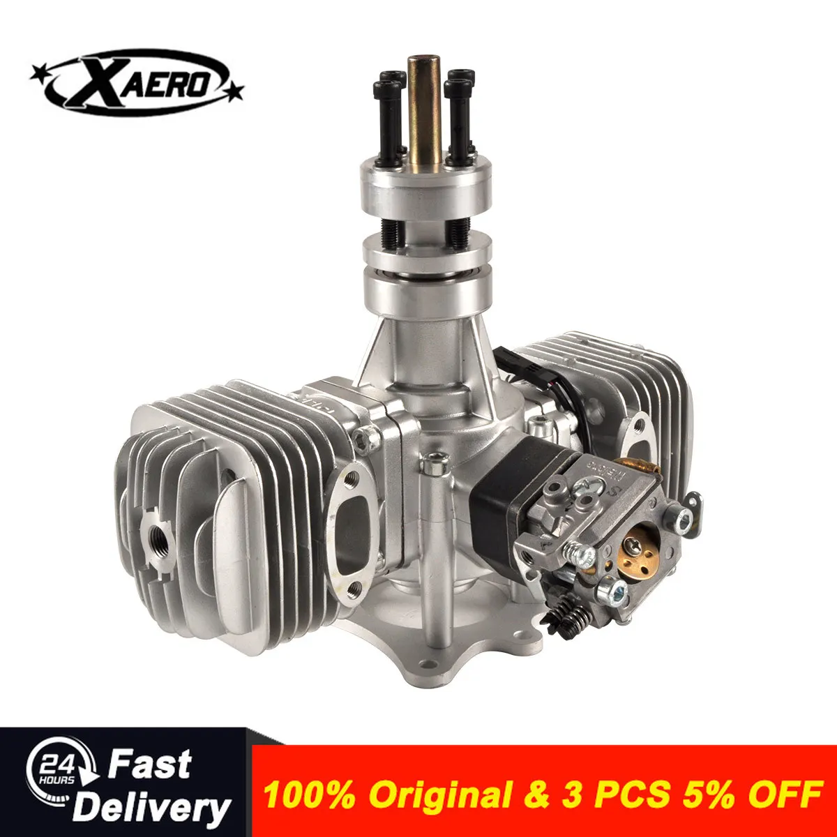 DLE 60CC Gas Engine Twin Cylinder Two Stroke Side Exhaust with CDI & Muffler