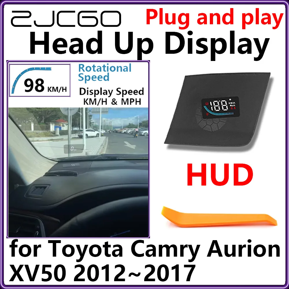 ZJCGO Hidden HUD Head Up Display Car Projector Plug and Play Display Rotational Speed for Toyota Camry Aurion XV50 2012~2017