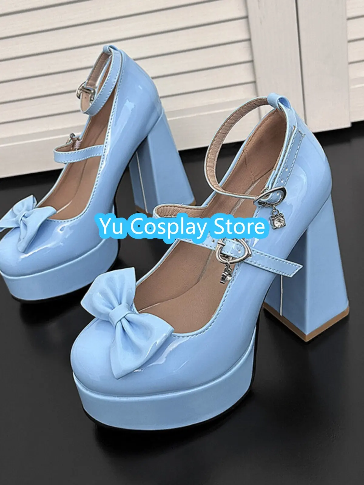 anime-cosplay-shoes-12cm-high-heels-patent-leather-bow-women's-high-heels-customization