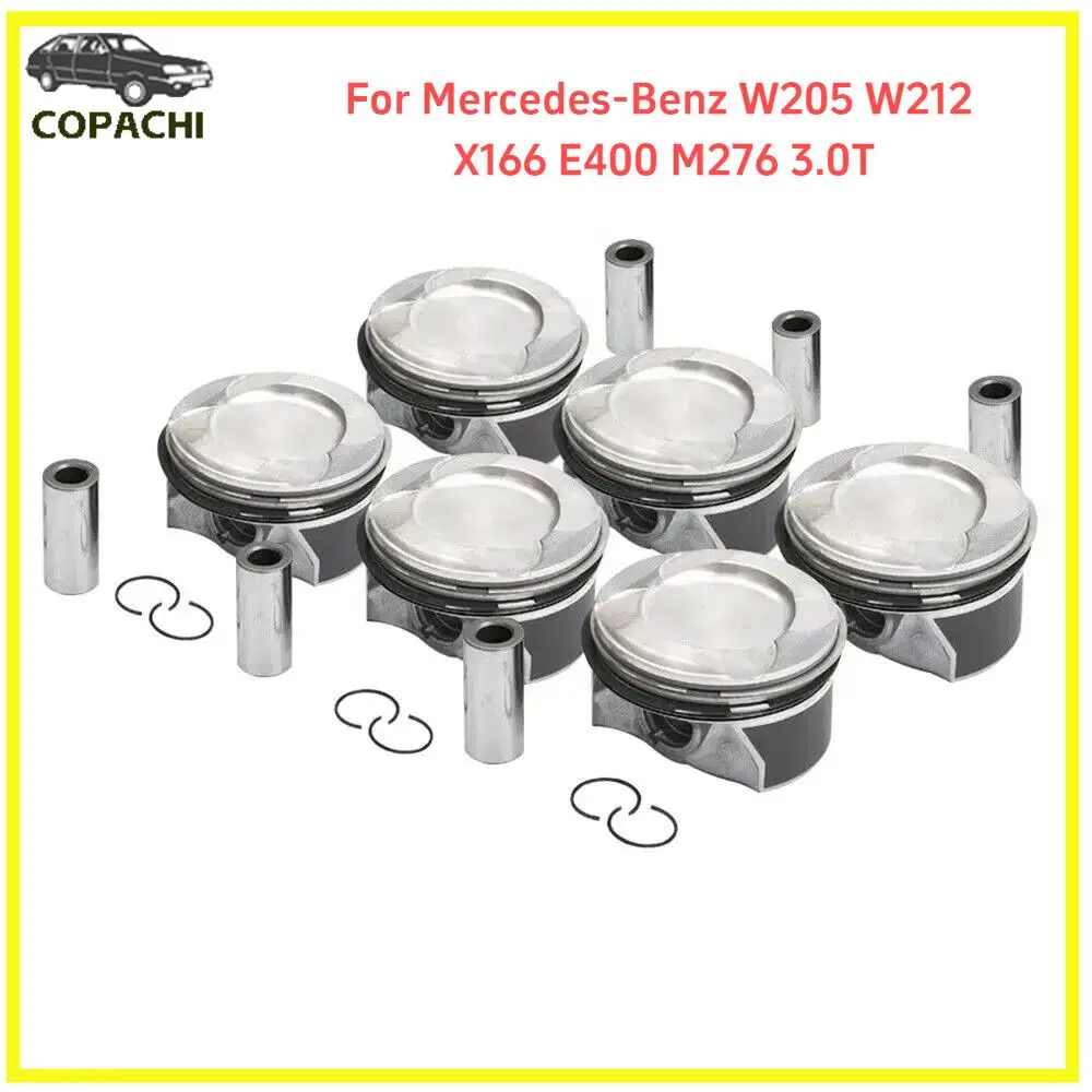 6PC Pistons&Rings 276 030 07 00 276 030 65 17 Φ88mm For Mercedes-Benz W205 W212 X166 E400 M276 3.0T  Engine Car Accessories Part