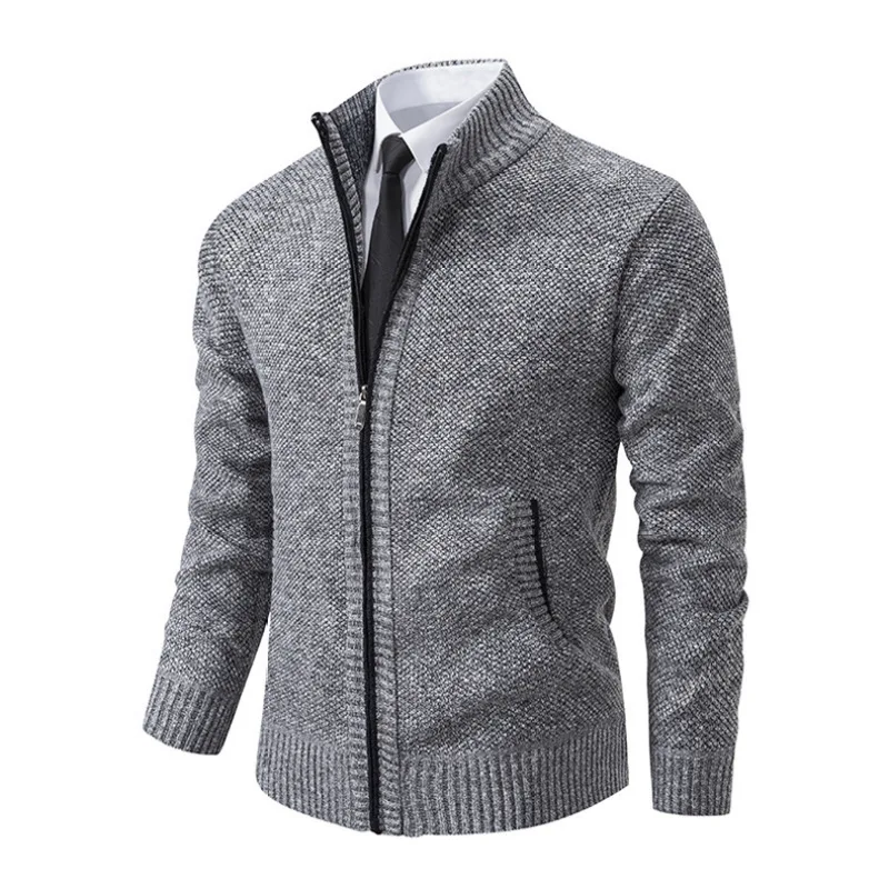 Autumn and Winter Warm Men's Fashionable Standing Collar Casual Cardigan Sweater