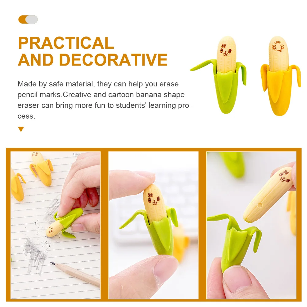 

40pcs Banana Shaped Erasers Cute Cartoon TPR Material Kids Classroom Bulk Small Size Lightweight Student Supplies