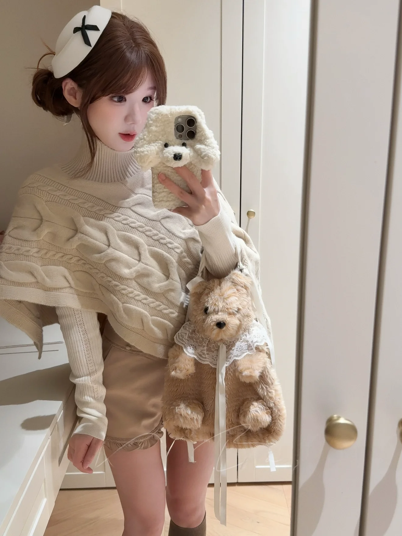 

Vivien W Caramel Liqueur Knitted High Collar Lazy Sle Women's Coat Tee Piece Set Long Sve Autumn Faion Ensemble