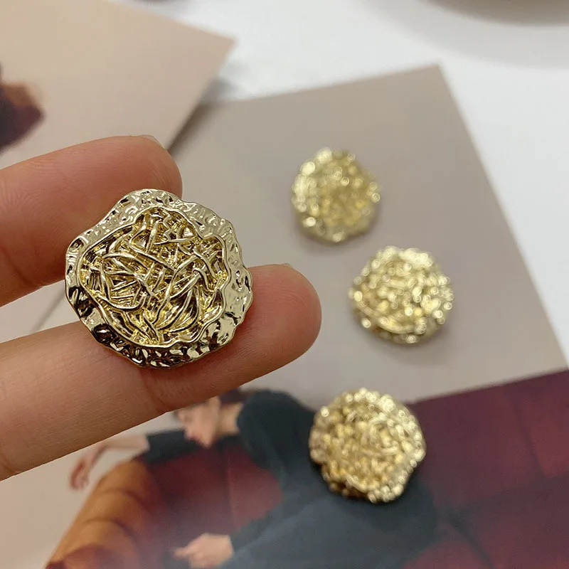 10pcs 18mm/23mm Gold Metal Sewing Buttons Luxury Men's and Women's Clothing Coat Decoration Accessories