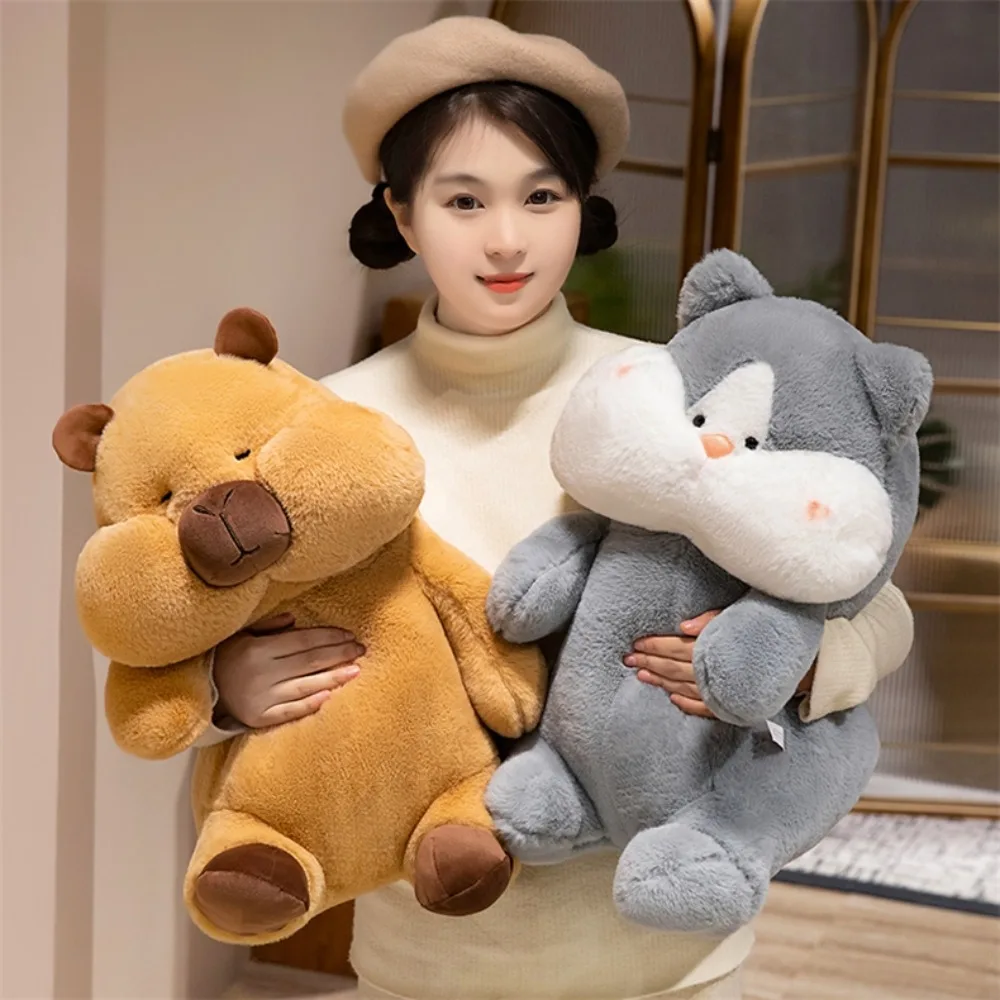 

Cartoon Capybara Plush Doll Simulation Fluffy Siberian Husky Plush Toy Soft Cute Capibara Fluffty Doll Birthday Gift