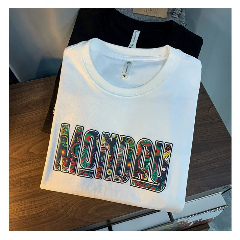 Fashion short sleeve T-shirt men's summer 2024 new round neck printed fashion brand fit clothes casual all-match T-shirt top