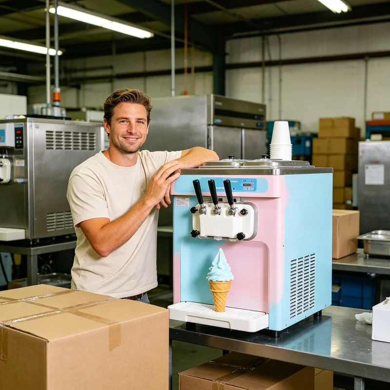 

Double Cylinder Ice Cream Machine Commercial 20L/H Soft Serve Maker Frozen Yogurt Equipment with LCD Panel