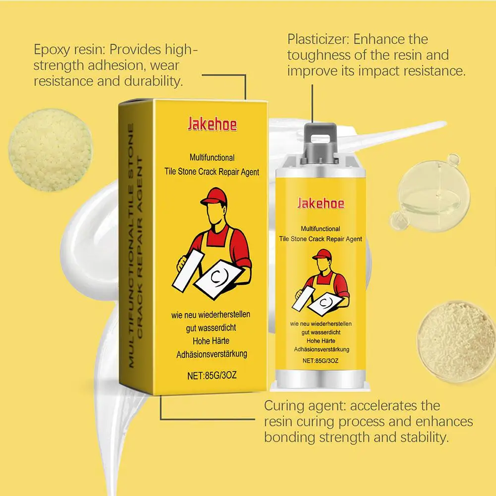 Kit Perbaikan Retakan Batu Ubin Multifungsi, Memperbaiki Keretakan Ubin/Glasir & Retakan Wastafel/Bak Mandi, Pasta Daya Rekat Super, Menyelesaikan Masalah Retakan yang Tidak Menarik
