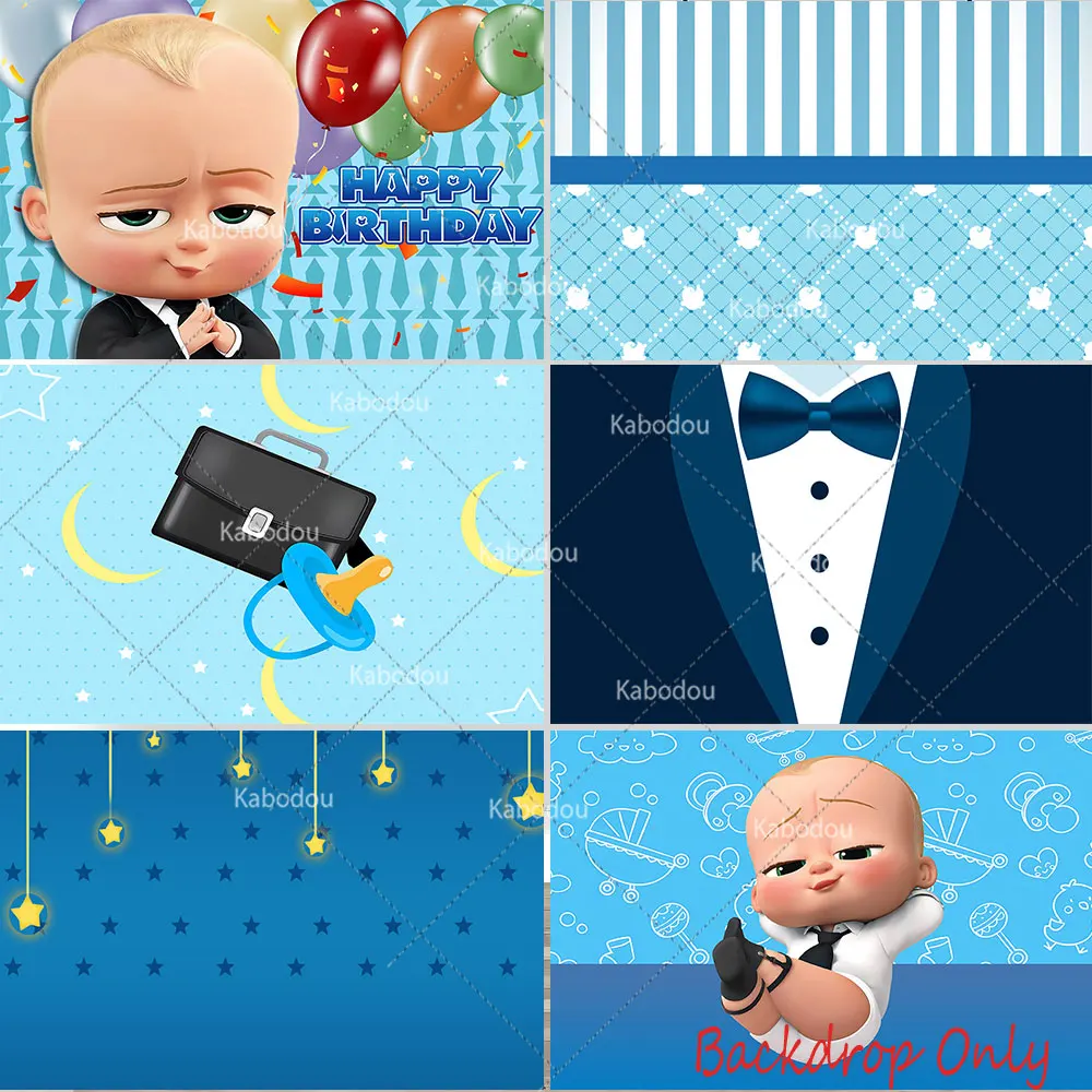 Cartoon Boss Baby Movie Backdrop Boys Kids Birthday Party Decor Banner Babe Shower Bedroom Poster Backgrounds Photography Props