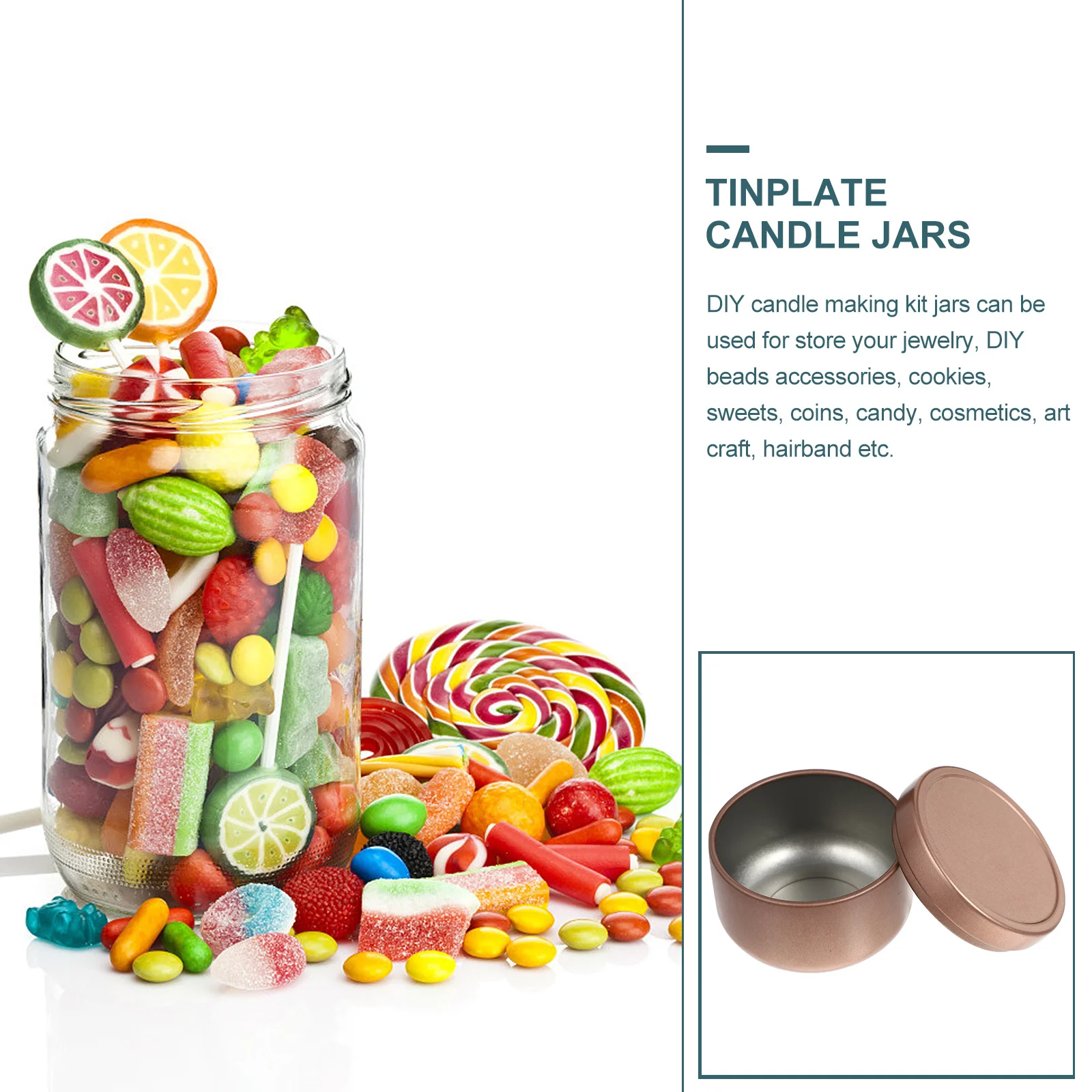 

12Pcs Jars Tinplate Sturdy Storage Containers DIY Tins for Jewelry Beads Cookies Sweets Candy Cosmetics Crafts