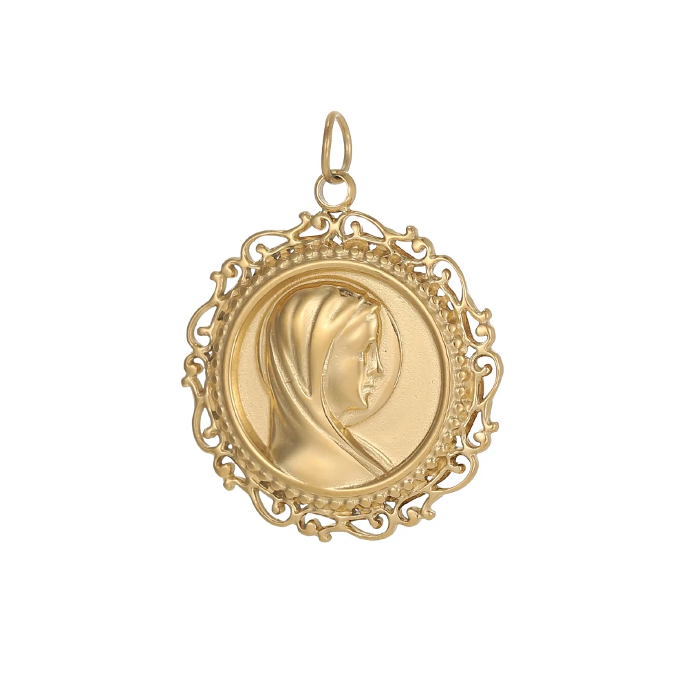 CARLIDANA Edelstahl Religiöse Kreuz Jesus DIY Schmuckanhänger Sonne Stierkopf Jungfrau Maria Königin der Herrlichkeit Charm Engel Anhänger – Detail 3