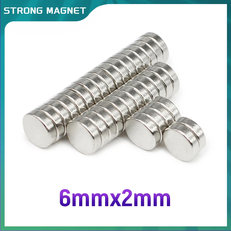 Mini imanes redondos de neodimio, disco Circular N35 permanente, 50/100/200/300/500 piezas, 6x2mm, 6x2mm