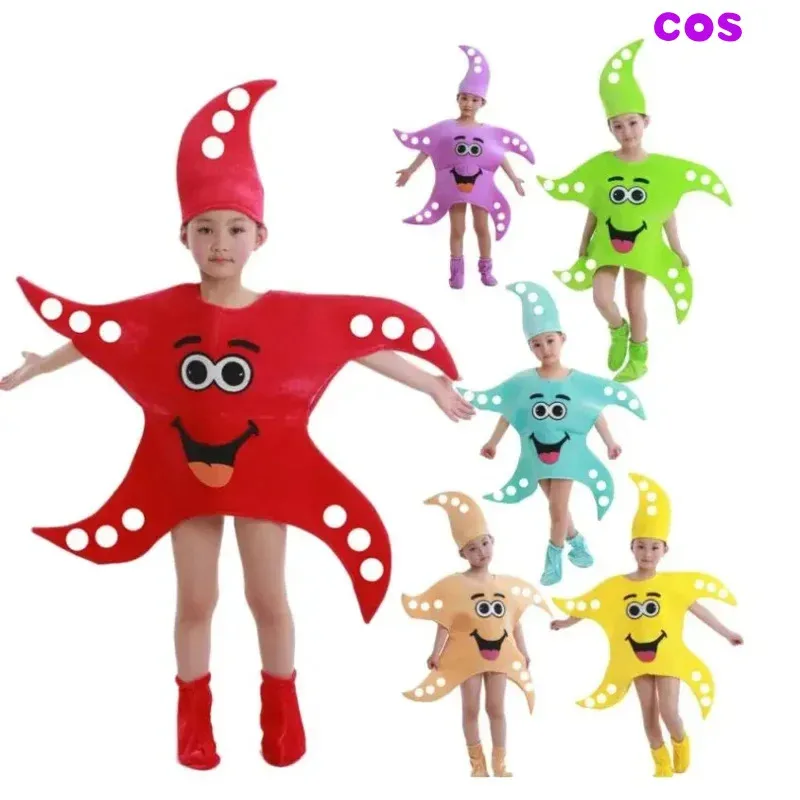 

Z kids adult men halloween party Cosplay Boys Girls Starfish costume Baby Wear sea animal star Stage dance Clothes Dancing suit