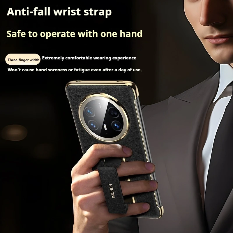 

Wristband Metal Stand2in1 for Huawei Mate80 Pro Max Case Mate80 Luxury Technology Leather Case for Mate70Pro/60 Pro Pura70 Ultra