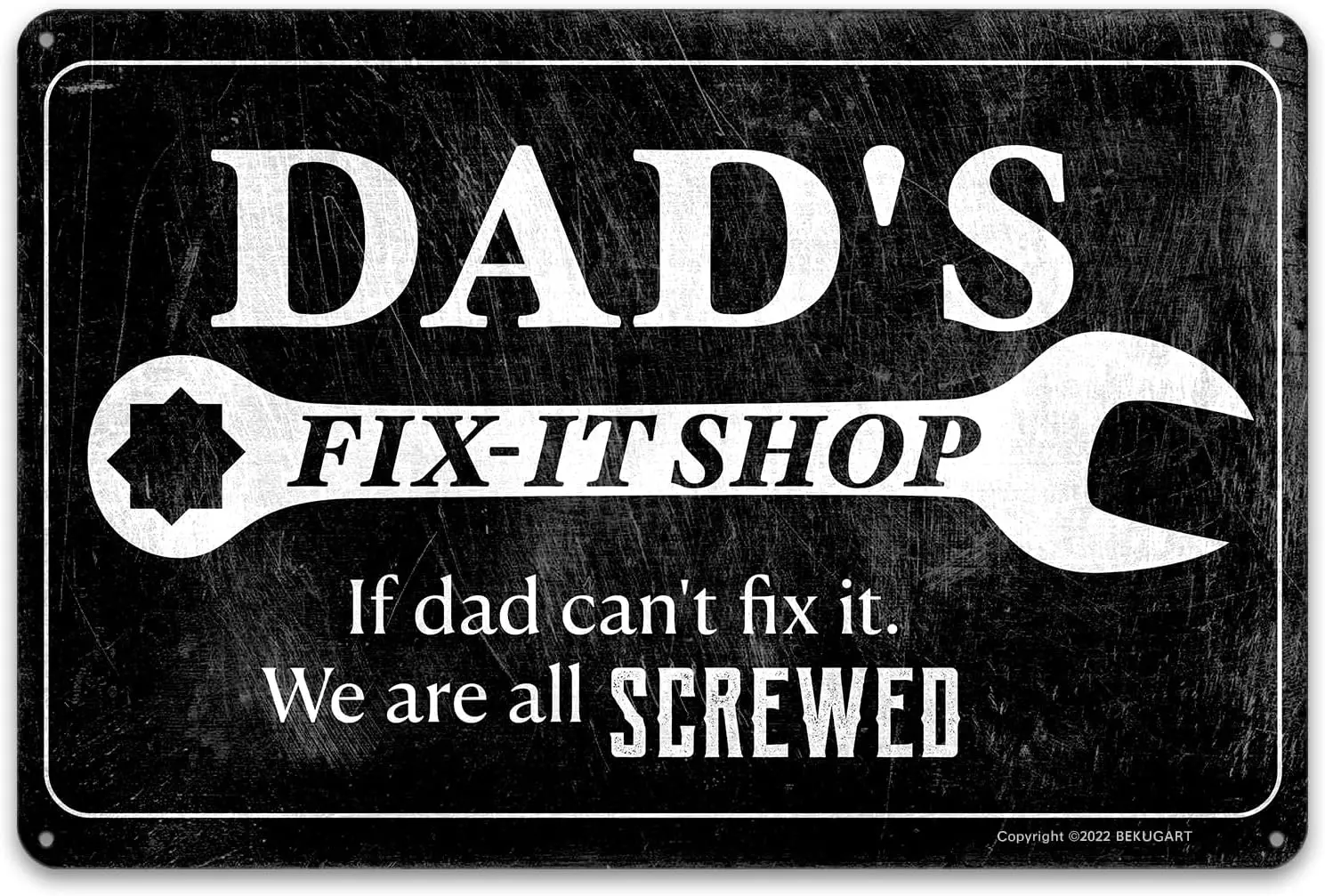 BEKUGART Dad's Fix It Shop Vintage Wall Decor Tin Sign - Great Gift for Handyman DadsGrandfathers - 12 x 8 Inches sign