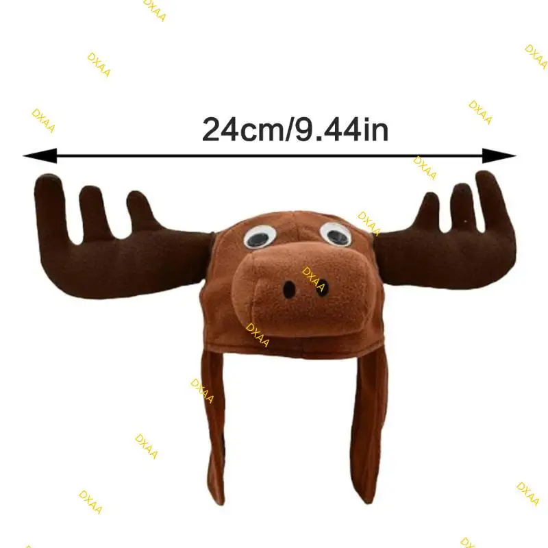 DXAA Warm Moose Plush Hat Lovely Animal Headgear Hat for All Ages