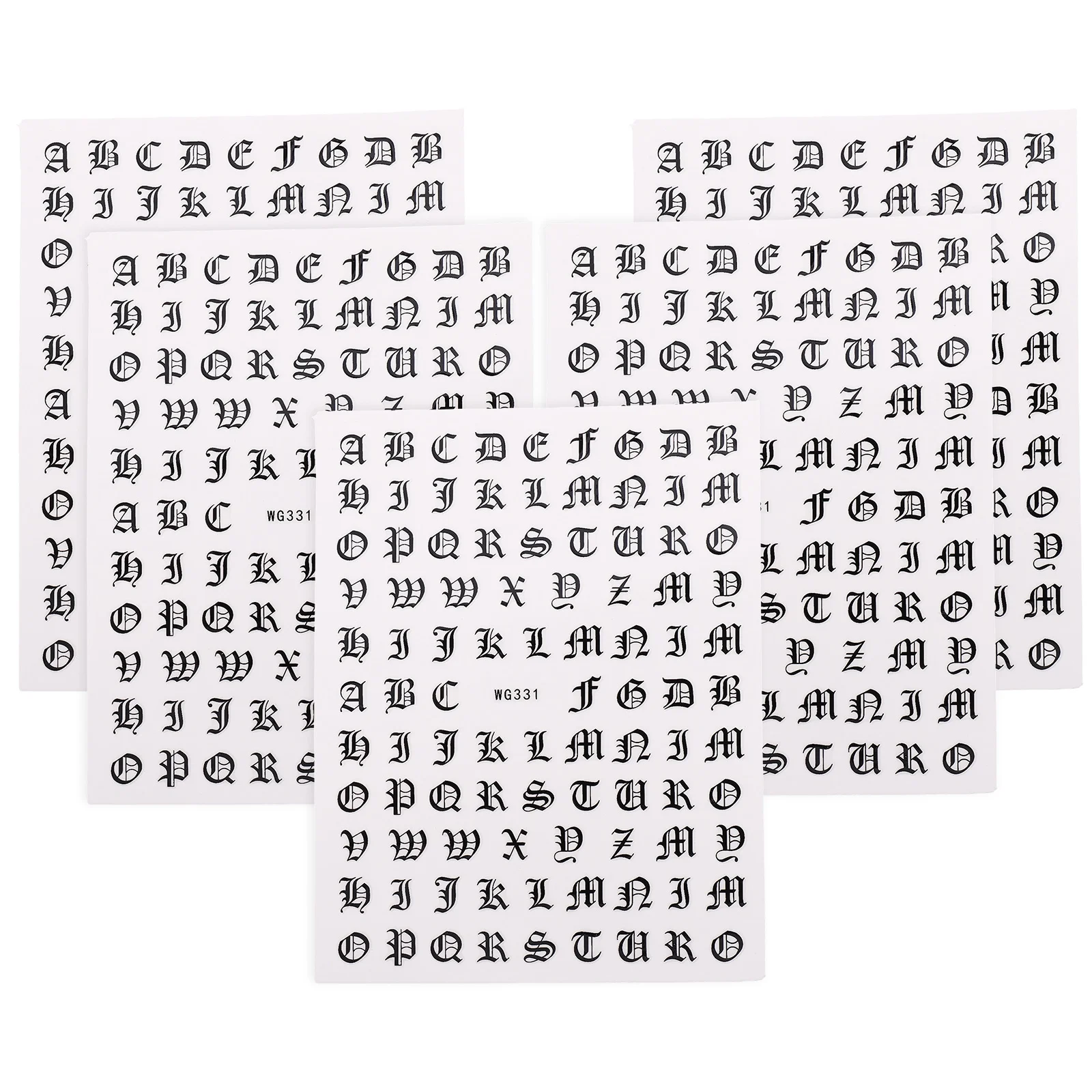 

5 Sheets Alphabet Nail Stickers Self Adhesive Manicure Decals Easy DIY Nail Decoration for Women Alphabet Stickers