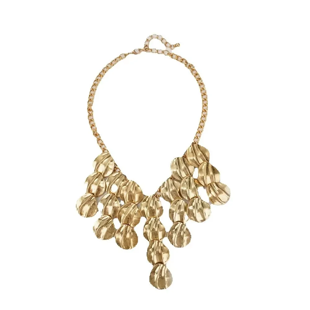

Golden Stacked Layered Necklace With Multi-Color Charm Declarations Geometric Decorations Pendant Jewelry