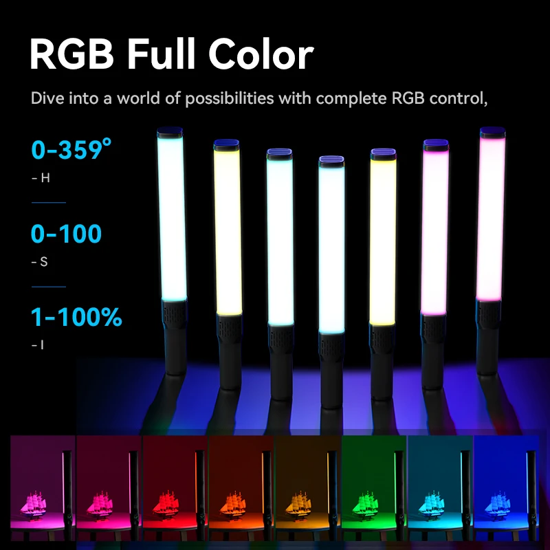 Imagem -02 - Ulanzi Rgb Handheld Light Wand Dimmable Light Stick Iluminação de Fotografia Tube Fill Light 20 Efeitos 38w 2500k10000k Vl360