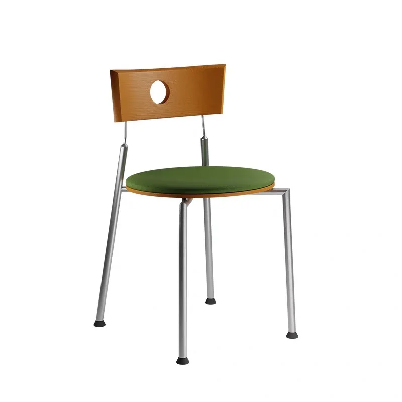 

Antique Dining Chair Scandinavian Stainless Steel Dining Room Backrest Chair Designer Retro Leisure Chair