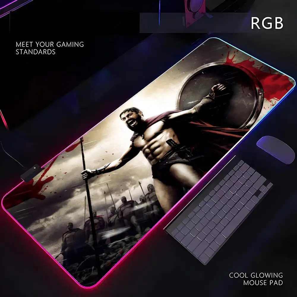 

Черный спартанский воин коврик для мыши RGB геймер светодиодный коврик для мыши периферийные устройства коврик для мыши компьютерный стол коврик XL мыши ковер для клавиатуры