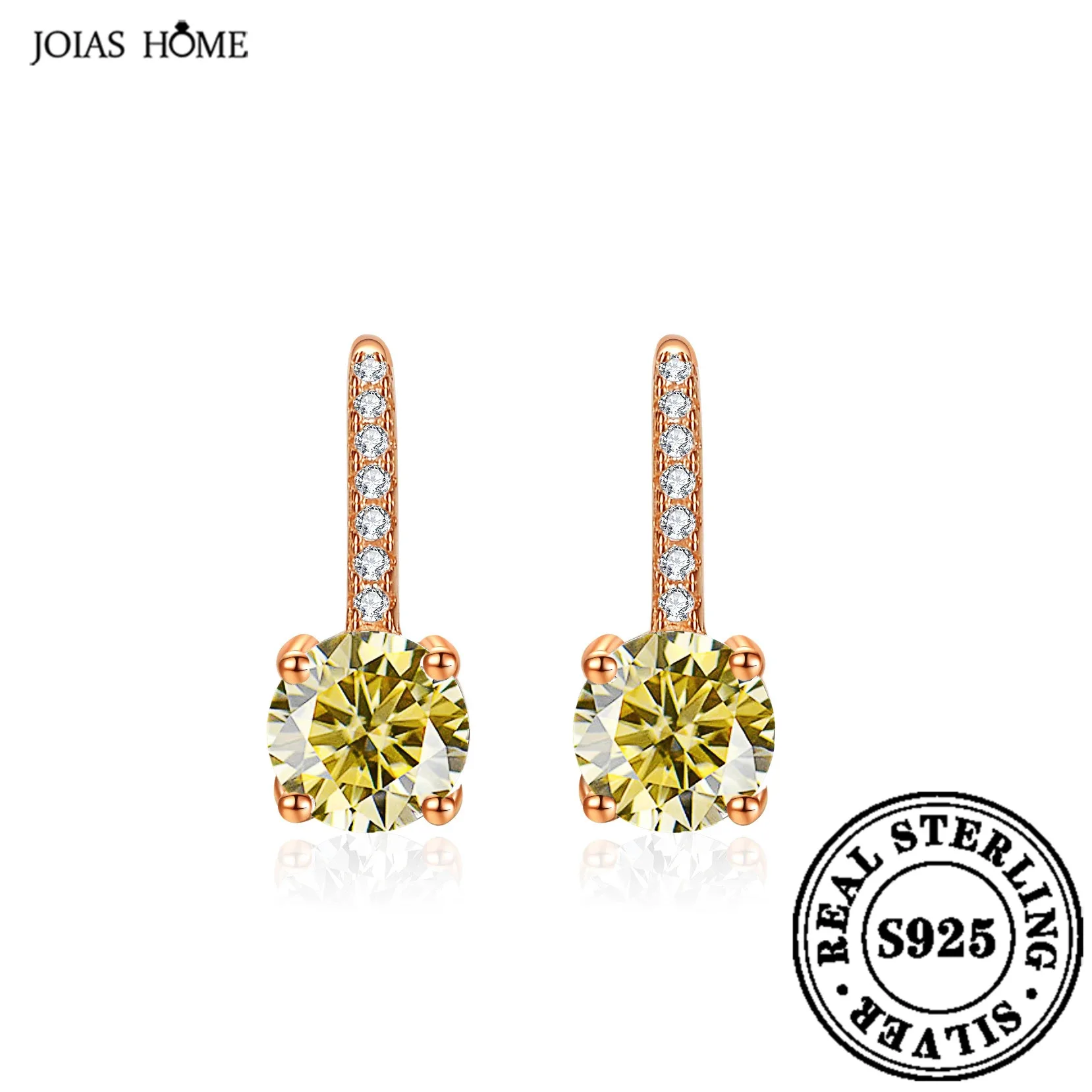 JOIAS HOME Silver 925 1CT D Color Moissanite Gem Pendant Earrings Fashion and Elegant Women\'s Wedding Ring Anniversary Gift