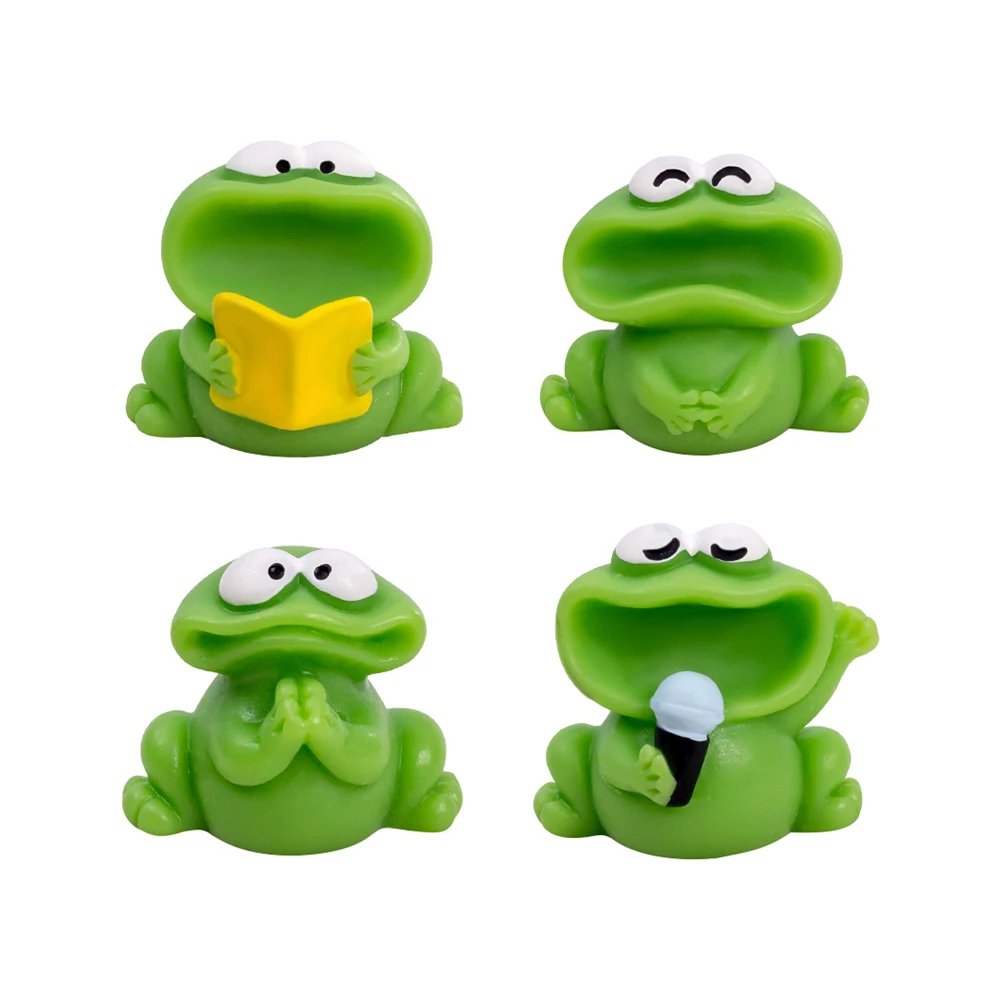 3 Pcs Realistic Big Mouth Frog Doll Miniatures & Figurines Resin Crafts Home Decor Room Tabletop Car Ornaments Decorations