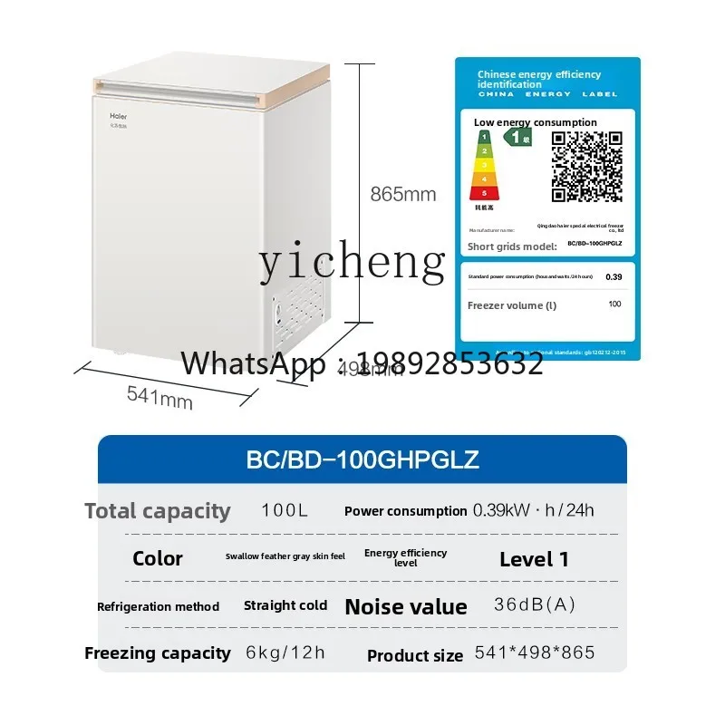 Household Small Full Freezer Refrigerator 100/200L Freezer First-Class Energy Efficiency Non-No Frost