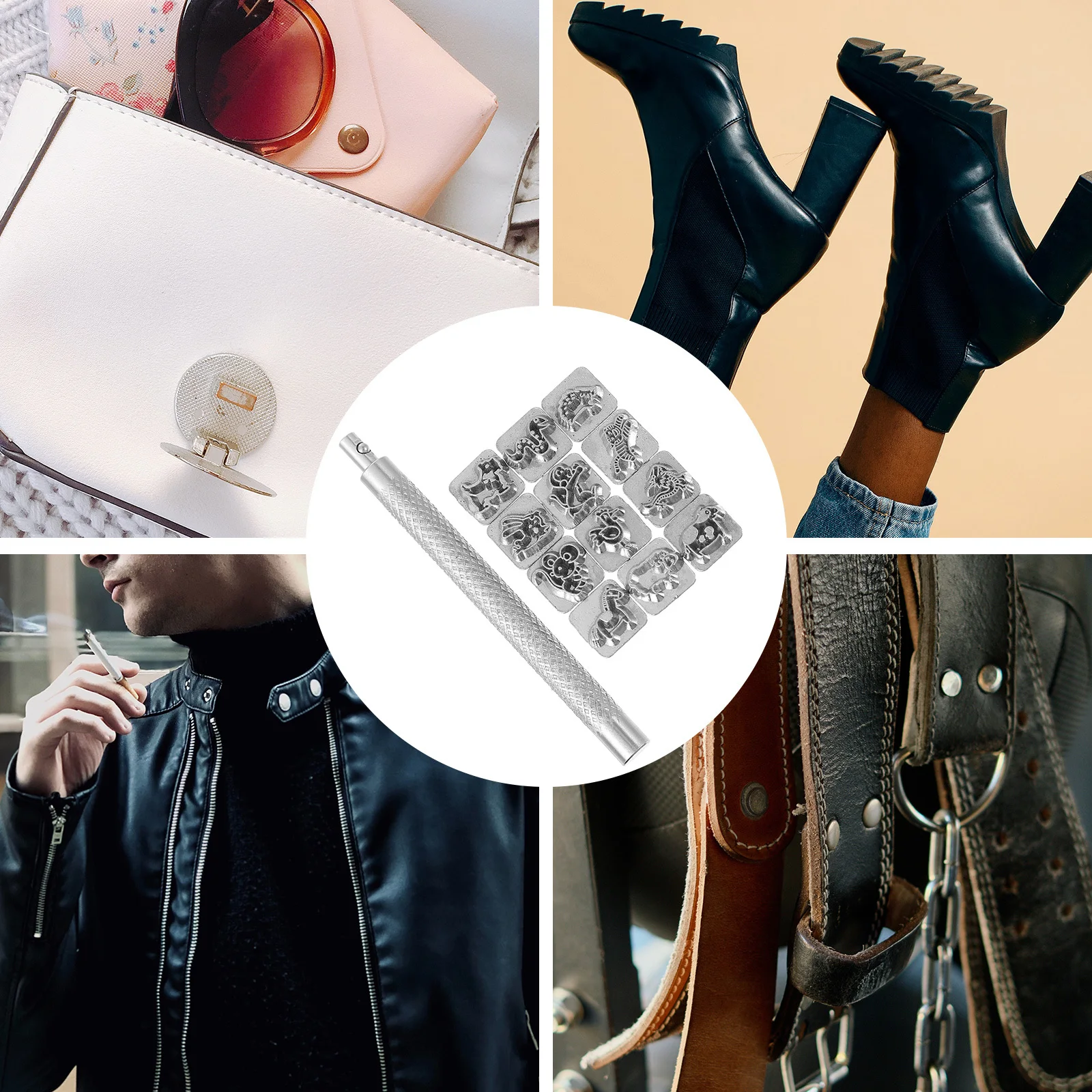 

1Set Twelve Chinese Zodiac Stamps Craft Tool Easy Use Long Life Punch Press Tool Chinese Zodiac Pattern Stamps