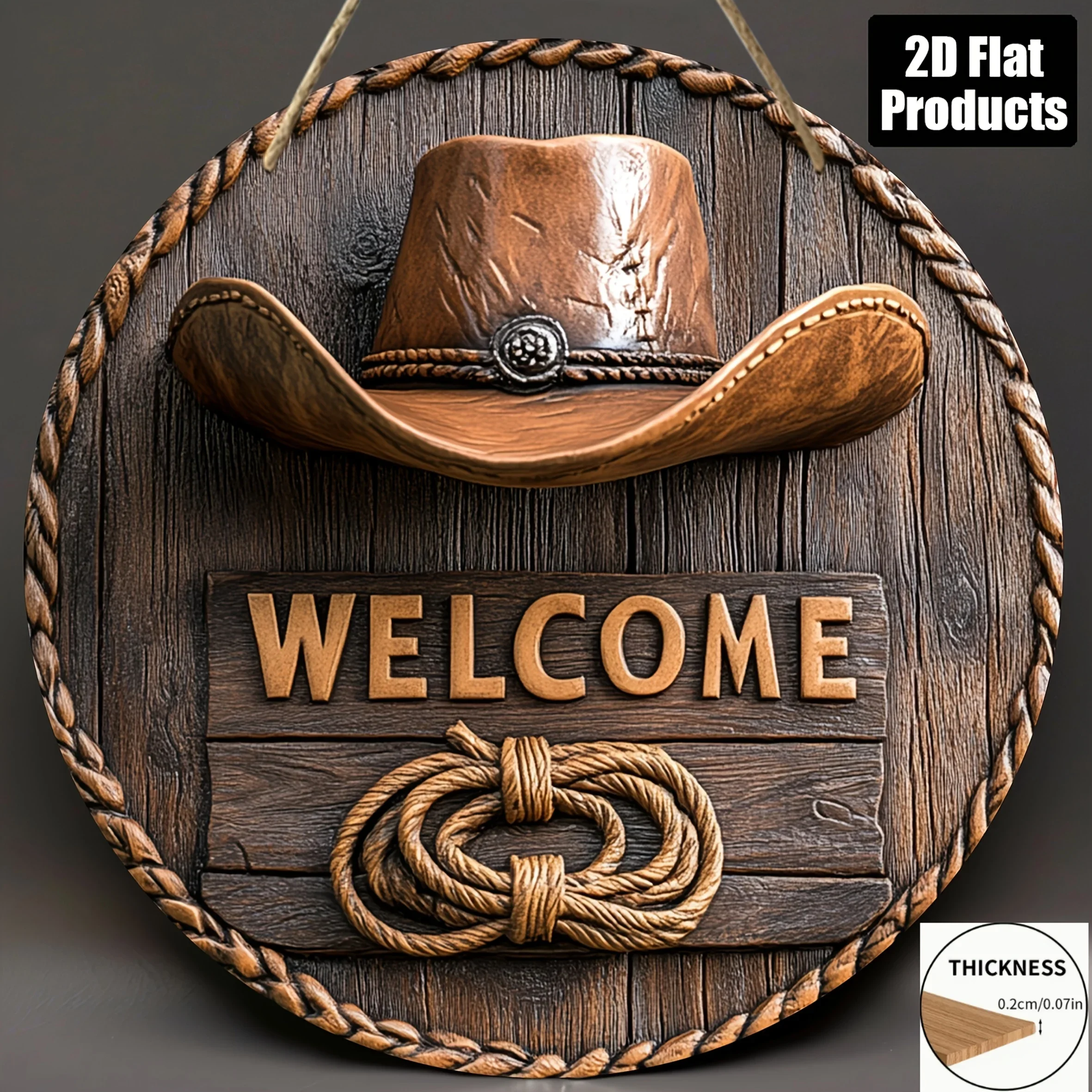 2D-Flachdruck, rundes Holzschild im Themen-Design, geeignet für Bars, Küchen und Cafés.