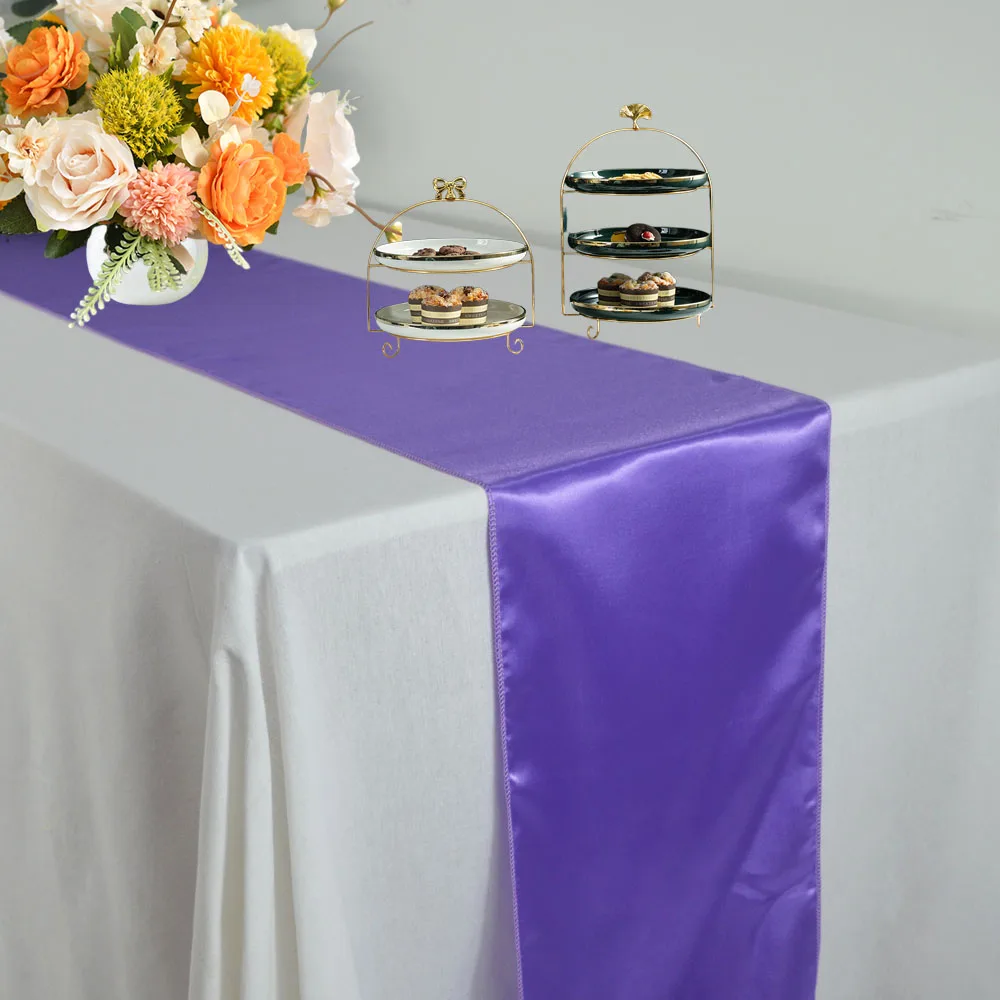 (5pcs/8pcs)Elegant Satin Table Runner Wedding Party Decor 12x108