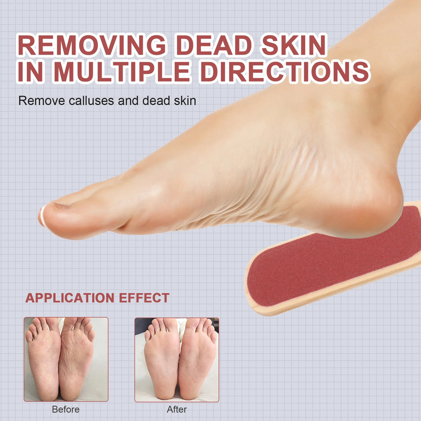 

3 Pcs Foot Scraper Exfoliator Callus Remover Comfortable Grip Home Professional Use Dead Skin Care Tool Massager Wooden Pedicure