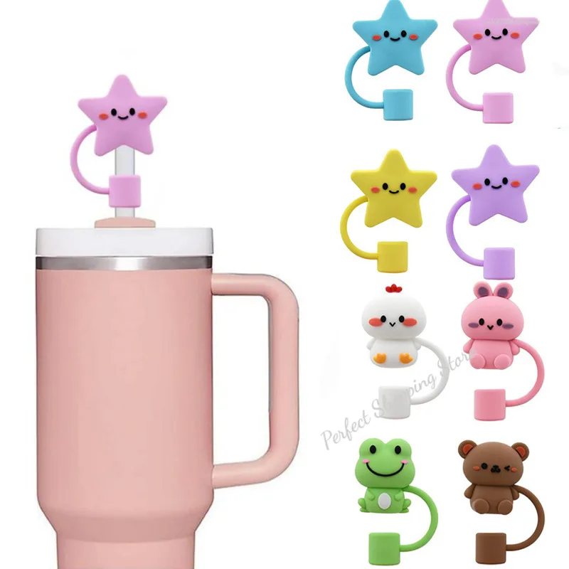 10mm Straw Cover Cap for Stanley Cup Reusable Silicone Straw Topper Compatible with 30&40 Oz Tumbler Dust-Proof Straw Tips Lids