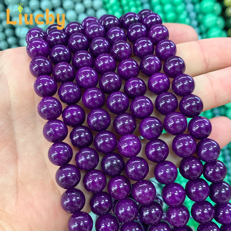 Für Schmuck herstellung Naturstein dunkel violette Jade Perlen DIY Creolen Retro Handwerk Dekoration Kopf bedeckung 15 "Strang 6/8/10/12mm – Detail 4