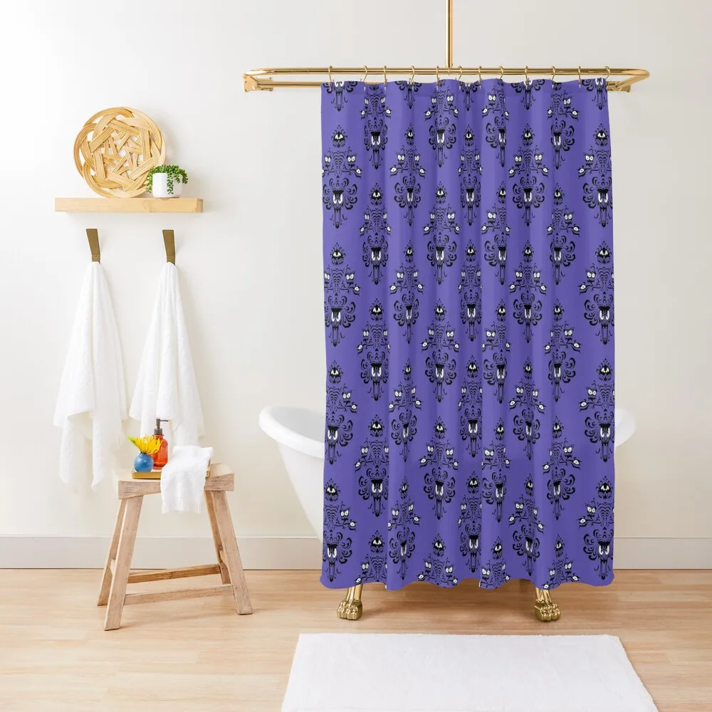 

Haunted Mansion Wallpaper Violet #Bold Shower Curtain Modern Accessory Bathrooms Luxury Bathroom Curtain