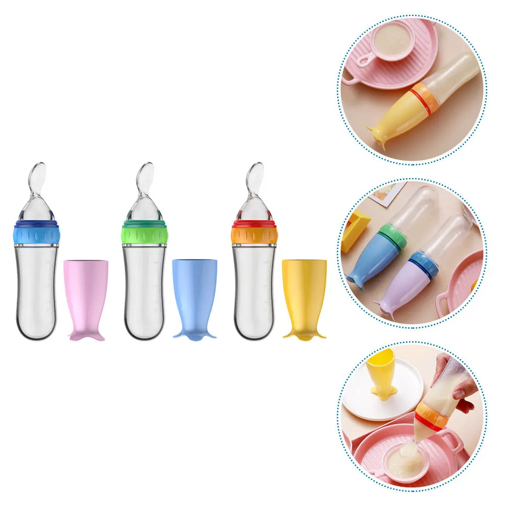 

3Pcs Rice Paste Spoon Bottle Baby Food Feeder for Infants Semi-Solid Feeding Nursing Container Squeeze Dispenser Lightweight