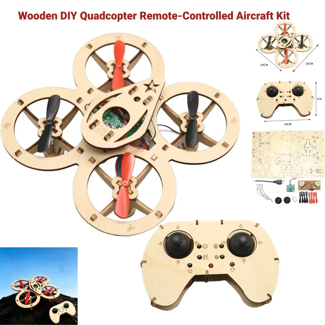 Wooden Assembled Remote-Controlled Aircraft Kit For Educational Wooden Assembly Kit For Hands-on STEM Learning Experience