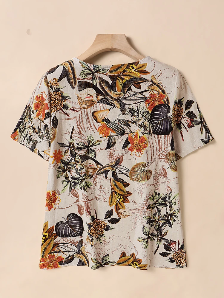 ZANZEA 2023 Sommer Frauen Baumwolle Hemd Fashion Floral Bedruckte Tops Kaftan Chemise Kurzarm Blusen Kausalen Oansatz Tunika Blusas