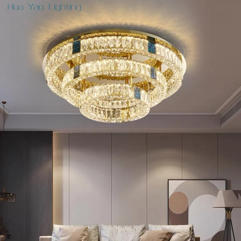 Modern Luxury Crystal Pendant Light Lustre Gold Lampara Techno Ceiling  Living Room Bedroom Kitchen Decorative Chandelier